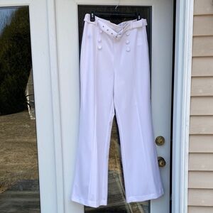 INC International Concepts White Sailor Flare Pants with Belt